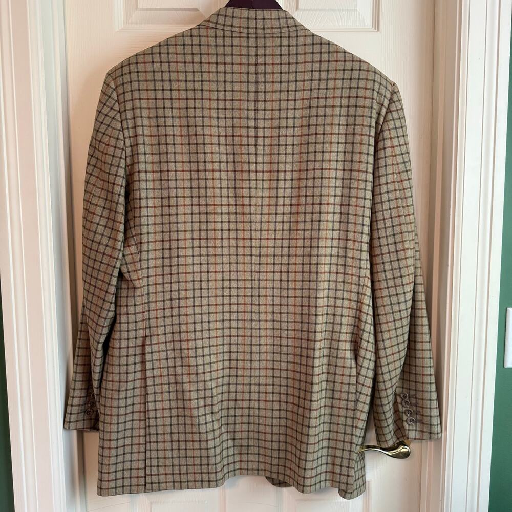 Holland & Sherry Bespoke Blazer Tan Check Window Pane Luxe EUC 48 Wool - Picture 4 of 5